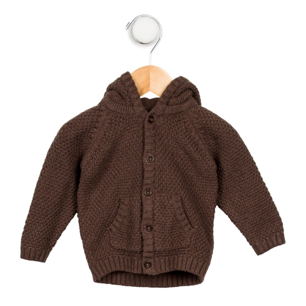 Marie-Chantal Brown Hooded Cardigan Sweater